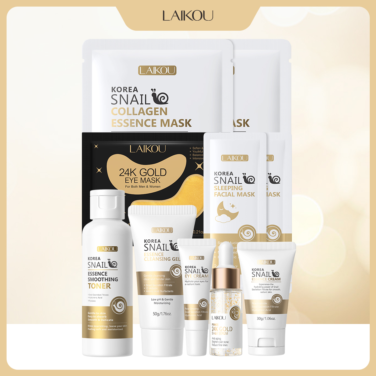 Luxury Skincare Kit - 라이코우 스네일 24K 골드 스킨케어 키트