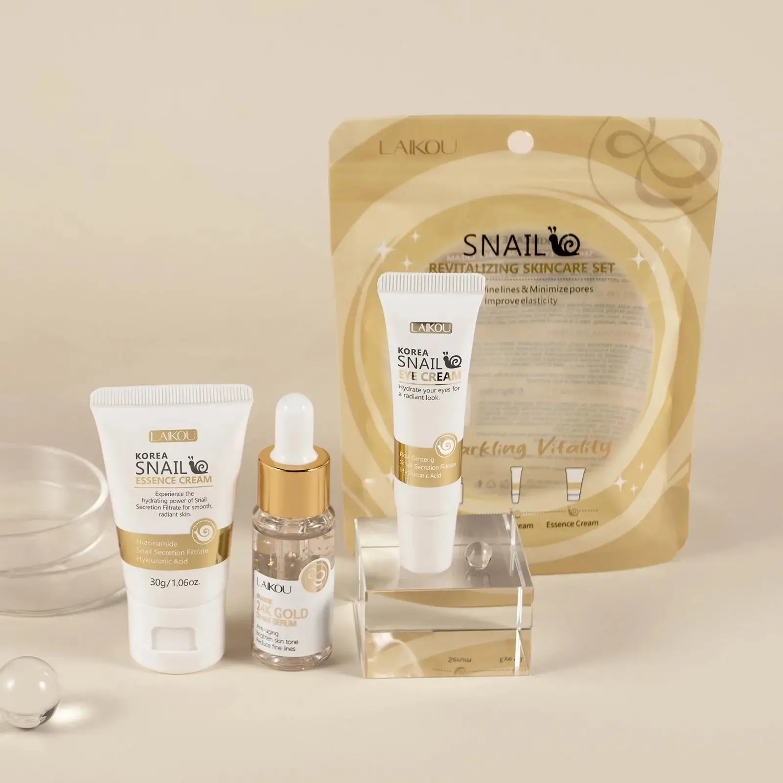 24K 골드 달팽이 리페어 세럼 아이 크림 에센스 세트 - Luxury Skincare Lines 리뷰 및 가격